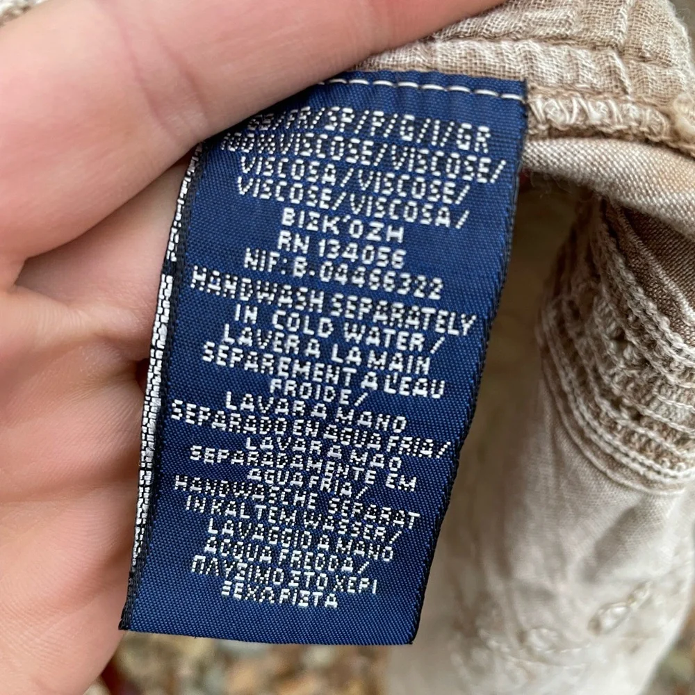 Vintage Coline Y2K fairycore Gypsy beige viscose embroidered drop waist dress - Picture 13 of 14